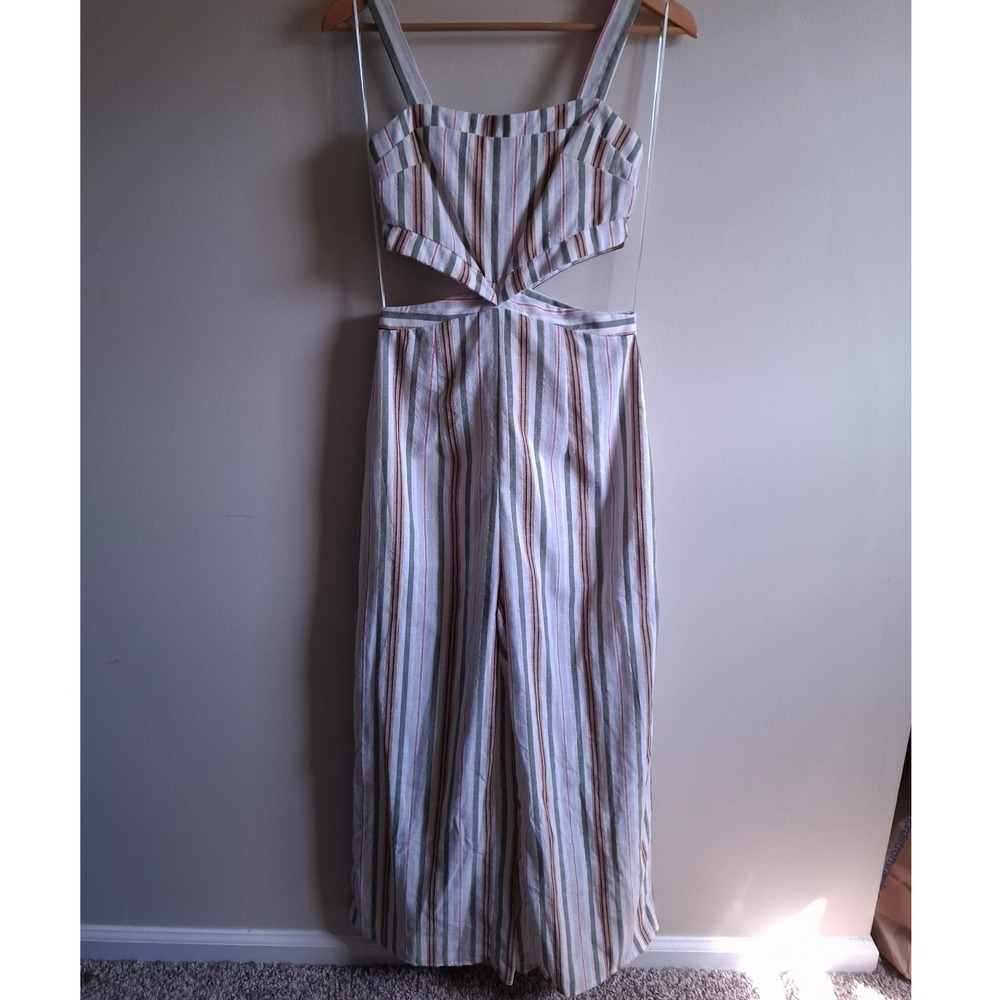 talulah Boho Chic Earthtone Peekaboo Waist Jumpsuit Wide Leg Summer to Fall Sz S